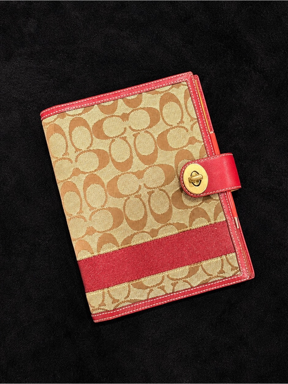 Coach 2006 Y2K Signature C Jacquard Turnlock Notebook Journal Planner Cover